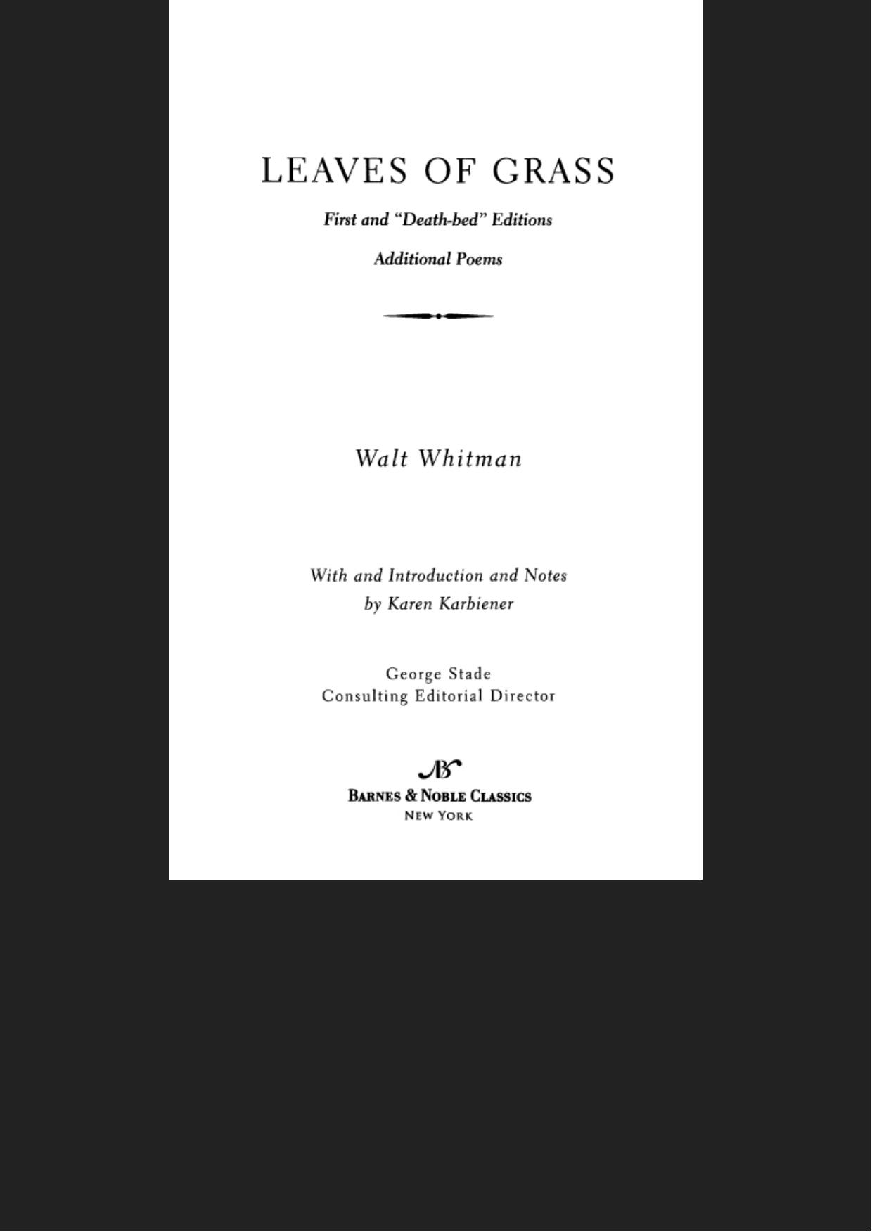 Leaves of Grass First and Death-Bed Editions