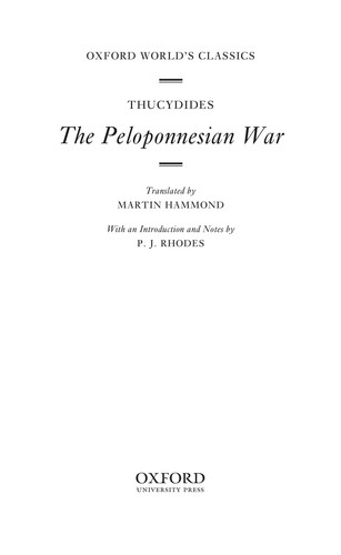 The Peloponnesian War (Trans. MARTIN HAMMOND)