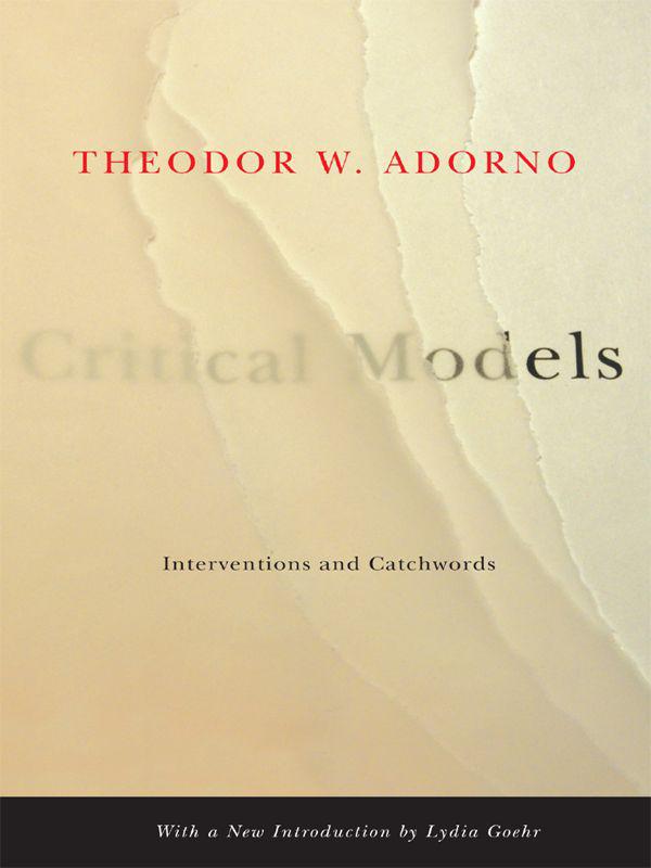 Critical Models: Interventions and Catchwords