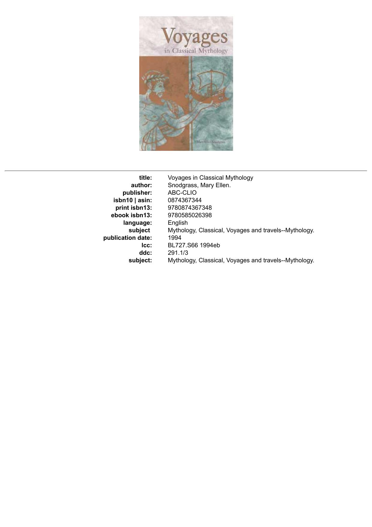 Voyages in Classical Mythology