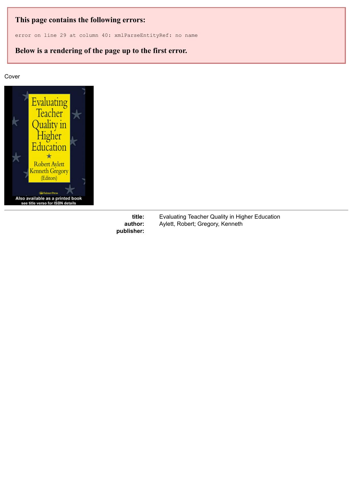 test - Evaluating Teacher Quality in Higher Education
