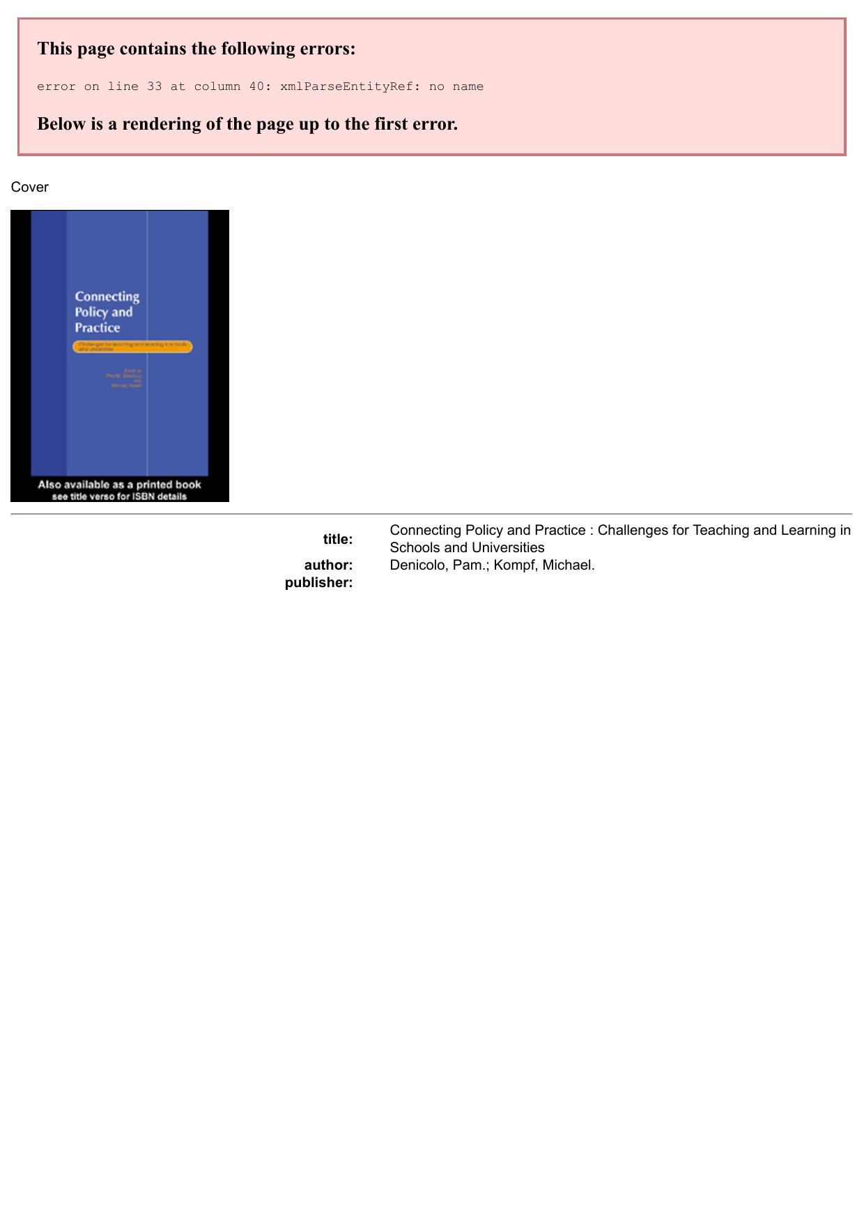 test - Connecting Policy and Practice