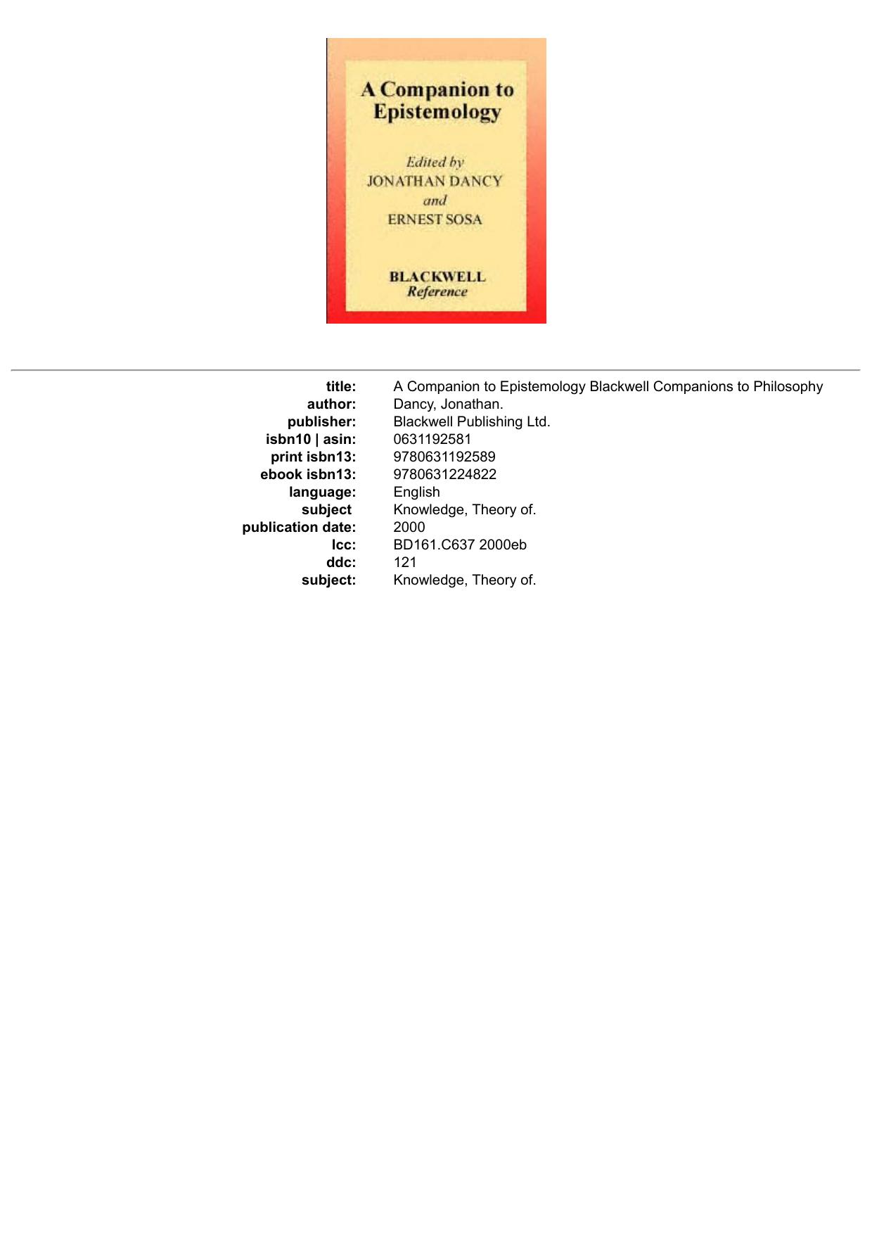 test - A Companion to Epistemology