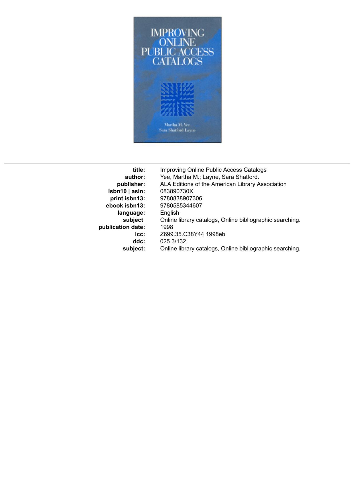 Improving Online Public Access Catalogs