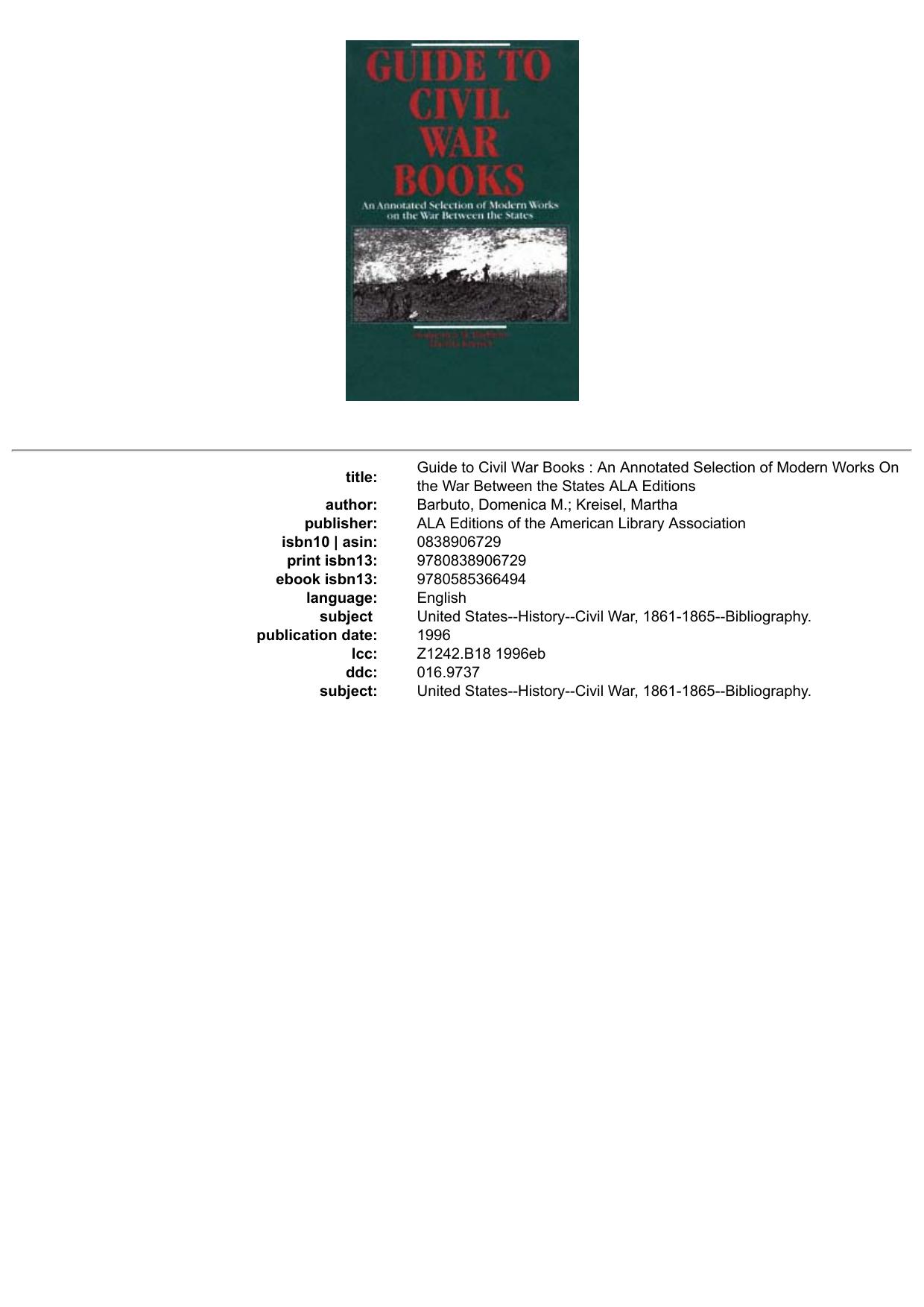 Guide to Civil War Books