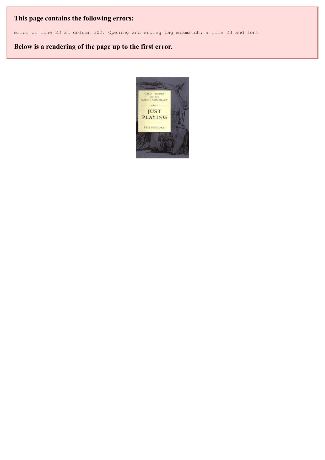 Game Theory and the Social Contract. Vol. 2, Just Playing MIT Press Series On Economic Learning and Social Evolution