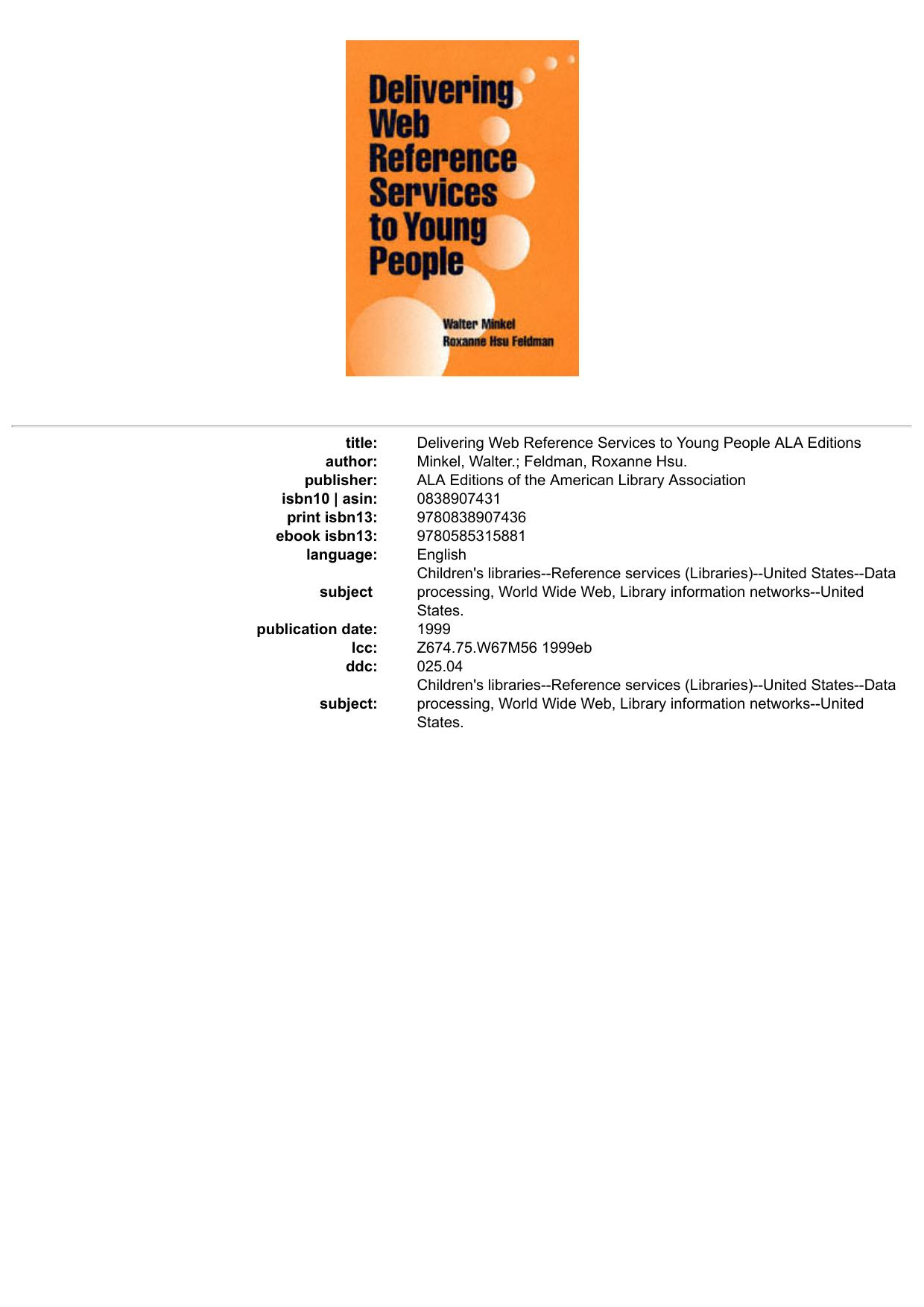 Delivering Web Reference Services to Young People