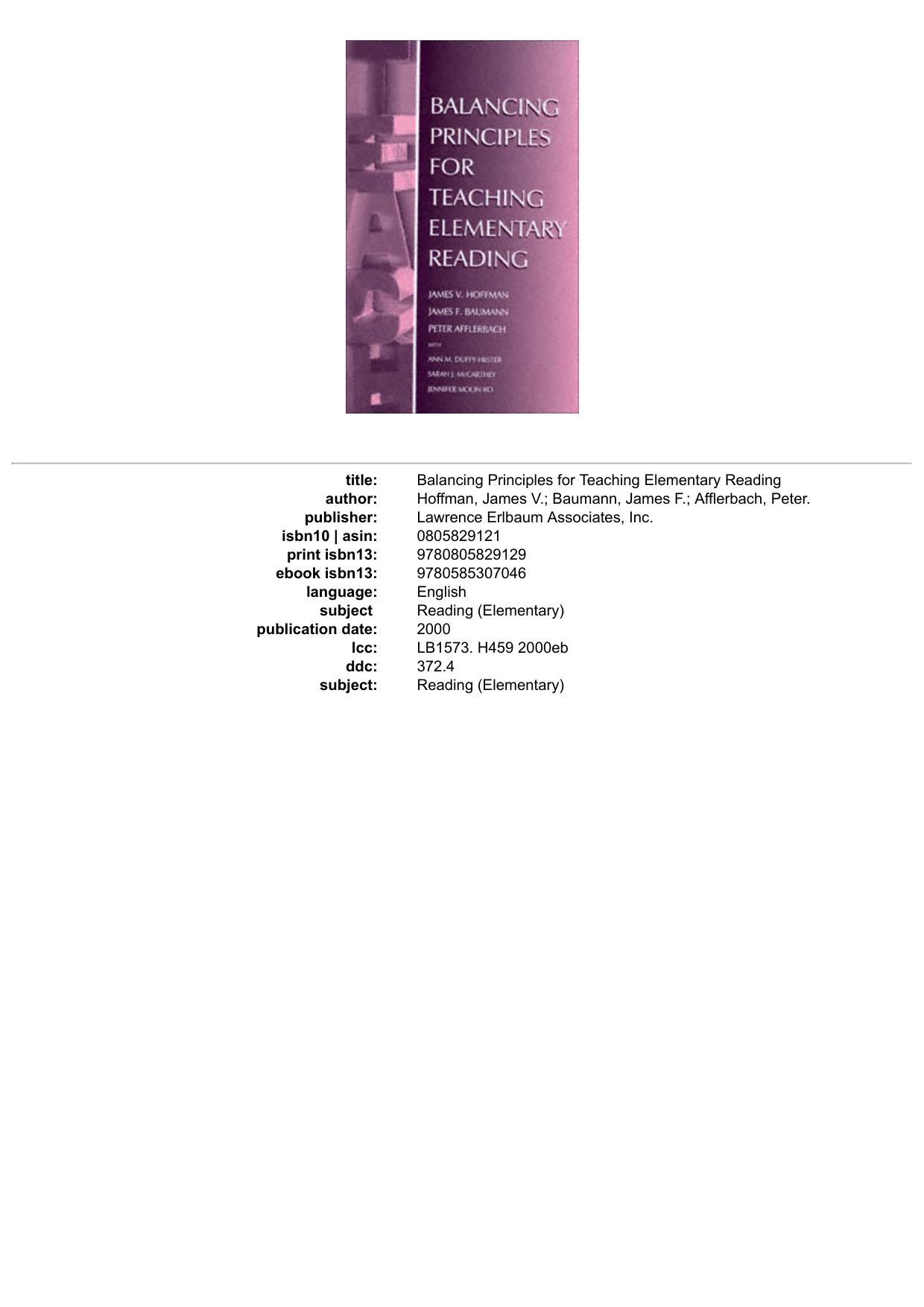 Balancing principles for teaching elementary reading